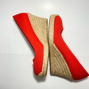 J Crew Canvas Espadrilles Wedges. Color Red. Size 9.  3” heel.